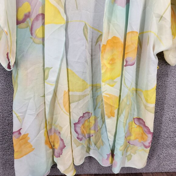 Body Chic Women's Size Large VTG Made in USA Floral Open Front Kimono Robe Wrap - Picture 5 of 13